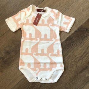 Milkbarn Infant Baby Girl One Piece Rose Elephant Organic Cotton 12-18 Months